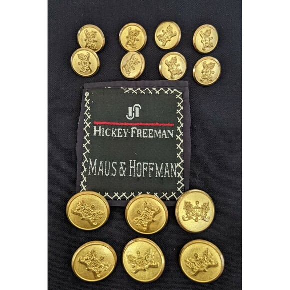 Hickey freeman Shield Crest metal Gold set 14 replacement Blazer Jacket Buttons - Picture 1 of 7